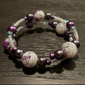 Wire beaded wrap around bracelet